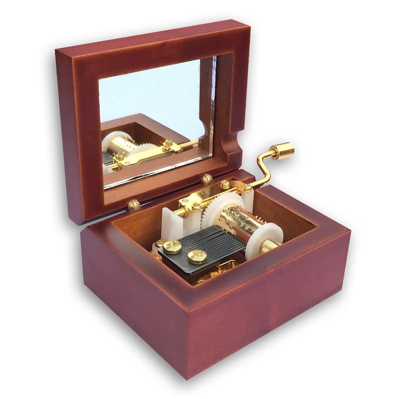 BinkeGG Brown Wooden Hand Crank Music Box with Sankyo Musical Mechanism Tune: What a Wonderful World - Image 4